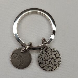 Coach Silver Tone Double Disc Keyring